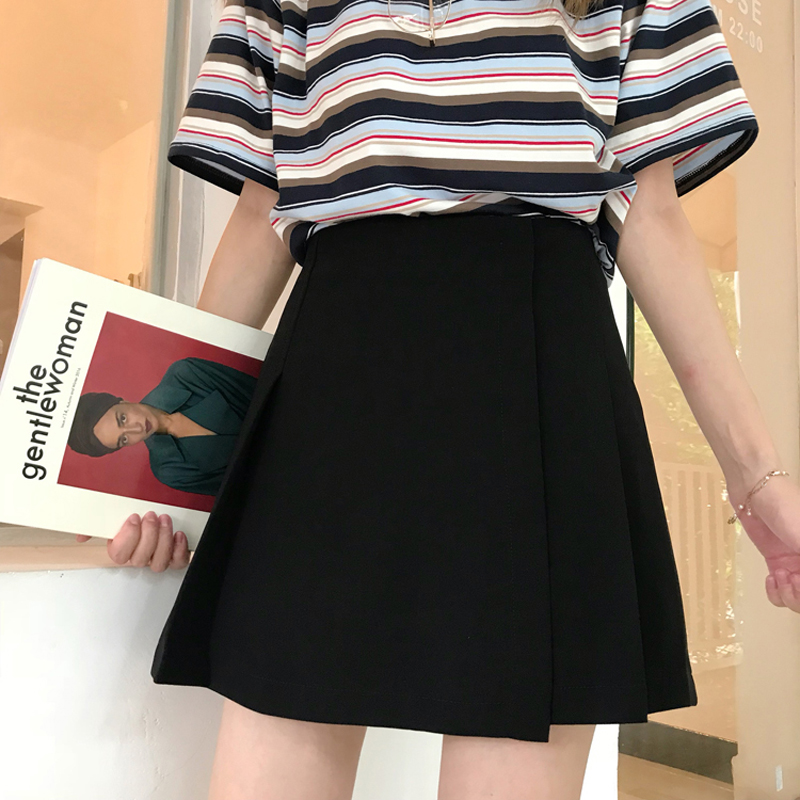韓版高腰顯瘦百褶裙學生包臀裙a字裙夏裝女裝2018新款半身裙短裙